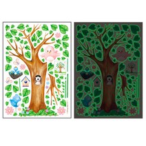 시트나라 엠보야광 포인트 스티커 WIDS-311 3p, Tree and bird