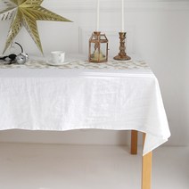 바이지미 루시 린넨 테이블보, 화이트, 2인(110 ⅹ 110 cm)