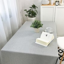 비케이 고급 심플 코튼 테이블보, 라이트 그레이, 120 x 180 cm