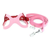 아리코 Dr.Mini 고양이 & 강아지 캐시미어 하네스 + 리드줄, 핑크