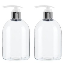 병도매닷컴 AB300 투명 디스펜서 실버 마개 공병, 300ml, 2개입