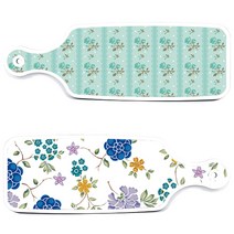 로엠디자인 서빙 도마 보드 2p 로맨틱 블루 floral 화이트 세트, 로맨틱 블루 floral 화이트, 옥색 로즈, 1세트