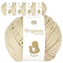 연일섬유 오가닉 코튼 아가 면 뜨개실 5p, 더스트, 5개