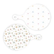 로엠디자인 원형 서빙 도마 보드 2p 라인하트 세트, 라인하트, Happy사각패턴, 1세트