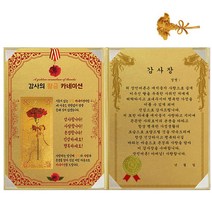 럭키심볼 황금 카네이션 감사장 + 24K 골드 카네이션 전자파 스티커, 1세트, 장인어른 감사장