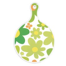 로엠디자인 양면 원형 서빙 도마 보드, floral 개나리 + 낙엽화이트, 1개
