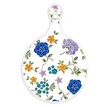로엠디자인 양면 원형 서빙 도마 보드 로맨틱레드floral화이트, 해피, 1개