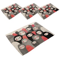 스윗리빙 패밀리 스페이스 린넨테이블 매트 4p, 07, 42 x 32 cm
