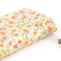 패브릭아트 순면 100% 플라워패턴 원단 DTP 물가에 핀 꽃 JP1063, 오렌지