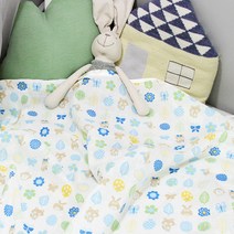 오즈맘 면 100% 이중거즈 보들보들 유아 여름 블랭킷 대 100 x 120 cm, 스무디베이비 블루