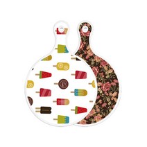 로엠디자인 양면 원형 서빙 도마 보드 하드, 블랙가든아트, 1개