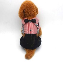 윰 반려동물 리본 멜빵스트라이프 올인원, 레드