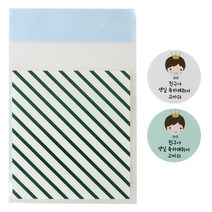 황씨네도시락 접착 스트라이프 봉투 그린 100p + 왕관 보이 스티커 100p, 1세트