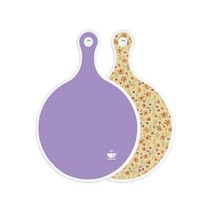 로엠디자인 양면 원형 서빙 도마 보라, 자황색플라워, 1개