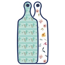 로엠디자인 블루 에디션 서빙 도마 보드 파스텔플라워패턴, 옥색로즈, 1개
