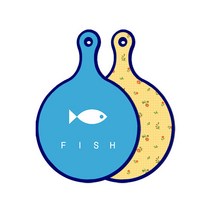 로엠디자인 블루에디션 양면 디자인 원형 서빙도마 피쉬블루, 치자색플라워체크, 1개