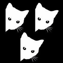 앤티스 흠집커버 엿보기 스티커, 화이트 고양이, 3개입