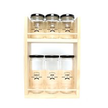 핸드팩토리 양념통 우드선반 세트, 1세트, 양념통 원형 블랙캡 스몰 3p + 라지 3p + 2단 우드선반 중 + 두쿠킹 라벨