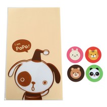 황씨네도시락 비접착 야미봉투 강아지 30p + 애니멀 원형 스티커 30p, 1세트
