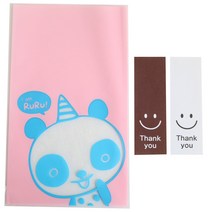 황씨네도시락 비접착 야미봉투 팬더 50p + 스마일 직사각 스티커 50p, 1세트