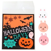 황씨네도시락 접착 할로윈 블랙글씨 쿠키봉투 30p + 토끼스티커 30p, 1세트