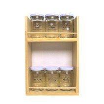 핸드팩토리 양념통 우드선반 세트, 1세트, 양념통 원형 스몰 화이트캡 6p + 2단 우드선반 중 + 라인쿡햇 라벨