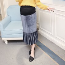 스위트나인 임부복 밴딩 주름장식 벨벳 스커트
