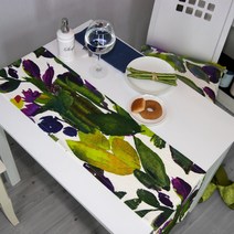 나산데코 린넨 플로랄 가든 테이블 러너 RN63-2, 혼합 색상, 6인용(220 x 28 cm)