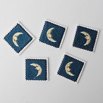 패션포인트 미니 자수 와펜 네모패치 28 x 28 mm, 달, 5개입