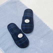바이데코 모직 체크 실내화, 네이비