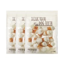 더주스 Think your dog teeth 딩고 소가죽 강아지 껌 소 15p, 치킨우유껌, 3개입