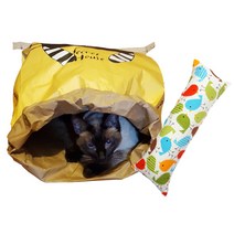 힐링타임 고양이 시크릿 페이퍼하우스 NH-061 + 캣닢쿠션 대 랜덤 발송, 블랙 + 옐로우