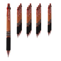 자바펜 초저점도 유성 3색볼펜 제트3볼 0.38mm, 브라운, 12개