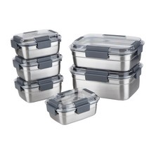 인콕 스텐모어 밀폐용기 세트 12호, 1세트, 용기 500ml x 2p + 600ml x 2p + 1500ml + 2000ml