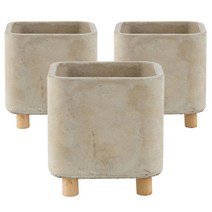 삼호유리 시멘트 우드 큐브 인테리어 화분 3p, 혼합 색상