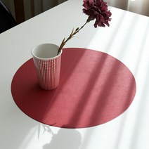 모리스벤암펠 멜로우스페이스 Green PVC 테이블 식탁 매트 TC-N2, 레드 원형, 38 x 38 cm