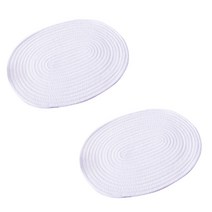 저스틴 도톰짜임 원형 테이블매트 2p, 화이트, 30 x 40 cm