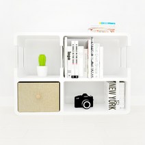 큐빅스 2 멀티책장 S2-2-300B + 패브릭 바구니 베이지 vin2-32, 화이트