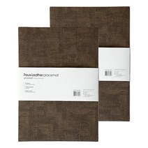 프라우반 레더라이크 양면 인조가죽 테이블매트 2p, 브라운 + 그린, 43 x 30 cm