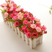 리버그린 조화 장미 울타리화분세트 대, 핑크, 1세트