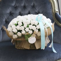 인내추럴 비누꽃 메리미 100송이 꽃바구니, 화이트