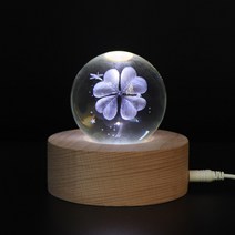 아트조이 LED 3D 크리스탈 구슬 무드등, 행운클로버