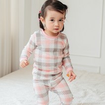 보보 아동용 투톤 체크 오가닉 내의