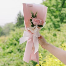 아스파시아 비누꽃 신시아 장미한송이 꽃다발, 혼합 색상