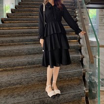 페이퍼먼츠 리본 포인 밴딩 러플 캉캉 원피스 6057