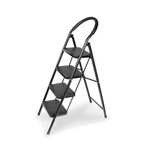 코끼리리빙 접이식 스툴 사다리 S형 4단 블랙, 1개