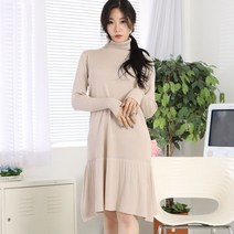 페이퍼먼츠 골지 폴라 플리츠 가을 겨울 니트 롱 원피스 6871