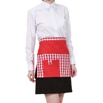 팀쿡 허리형 미니 체크 앞치마 TSA-7083 FREE, 빨강, 1개