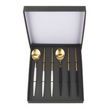 보겐 에펠 골드 2인 수저 기프트박스, 화이트, 블랙, 숟가락 2p + 젓가락 2p