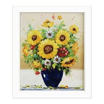 워너비아트 거실 유화 그림 노란색 해바라기, 혼합색상
